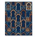 Geometric Navy and Orange Arch Tapestry Rug