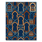 Geometric Navy and Orange Arch Tapestry Rug