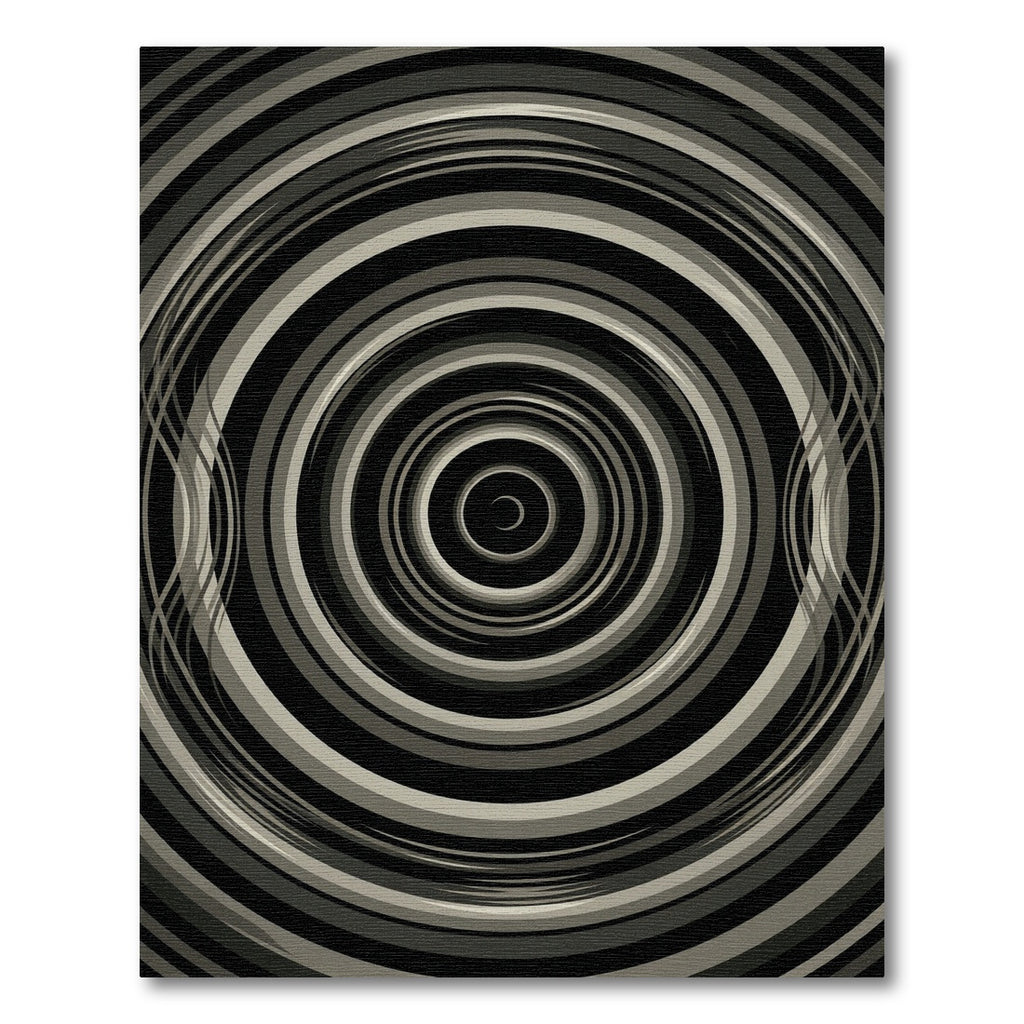Monochrome Concentric Circles Swirl Rug