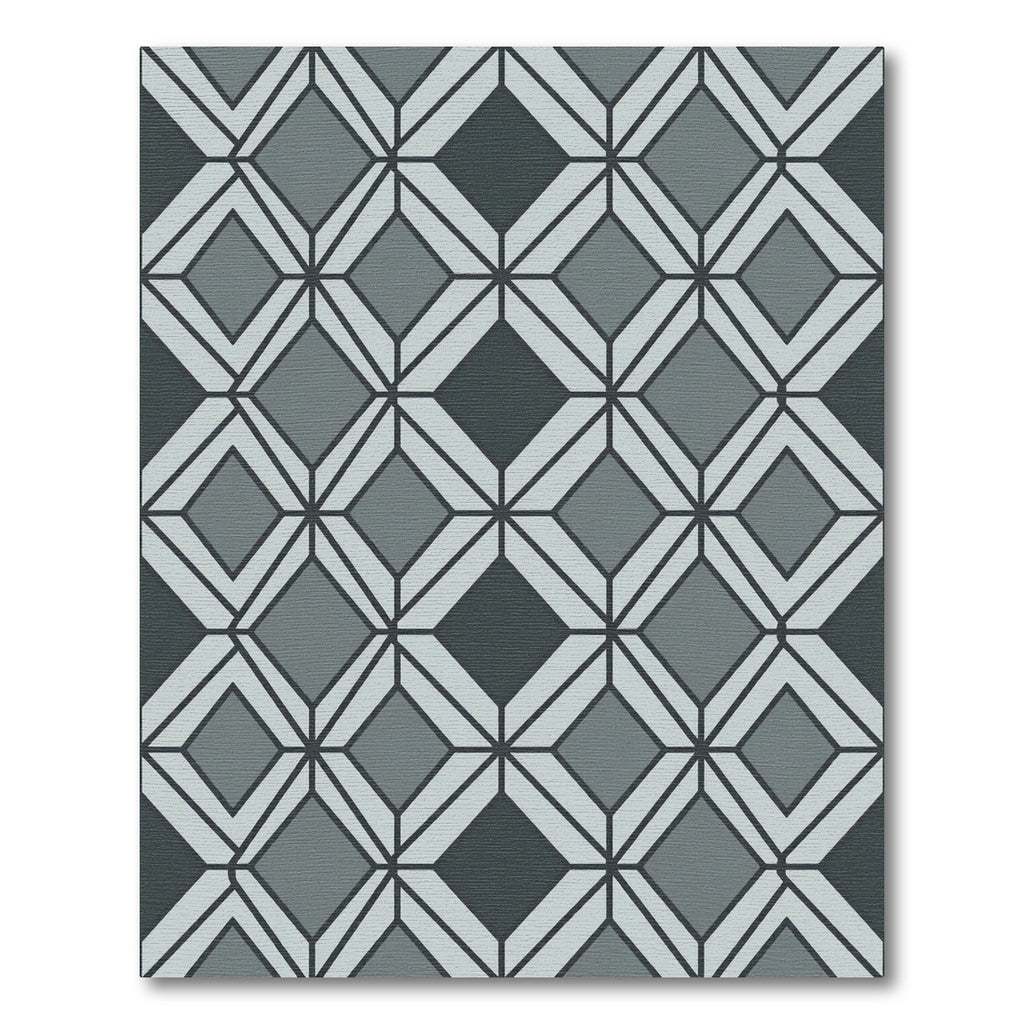 Contemporary Charcoal Slate Geometric Diamond Rug