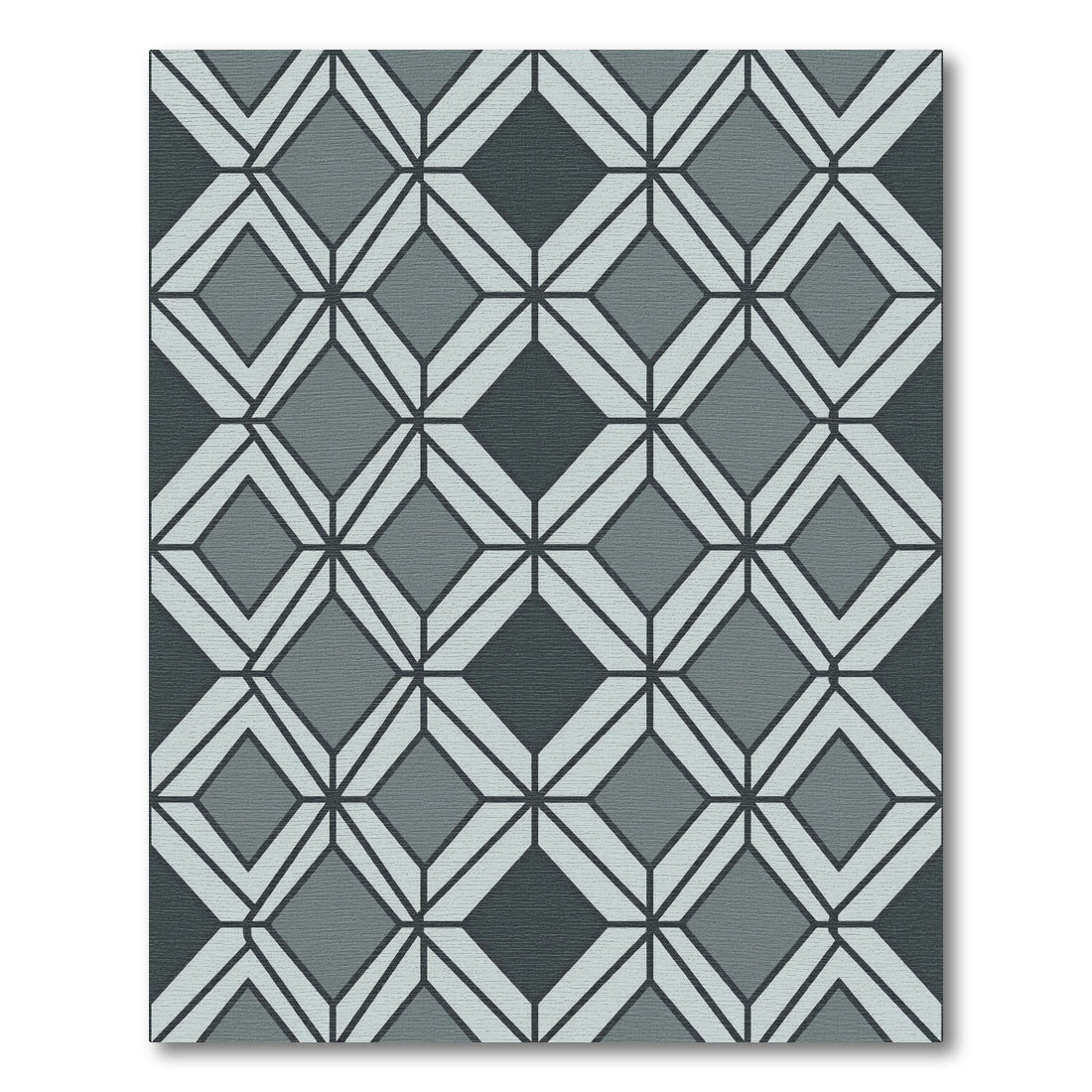 Contemporary Charcoal Slate Geometric Diamond Rug