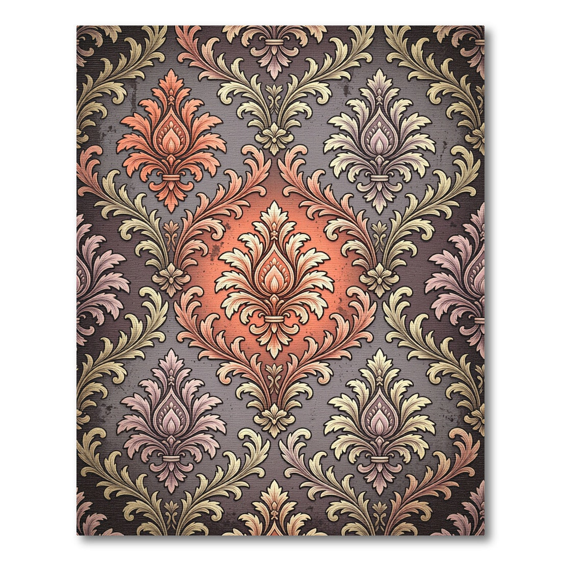 Coral And Gold Acanthus Scroll Rug