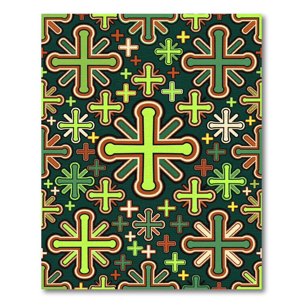 Geometric Emerald Green Cross Mosaic Rug