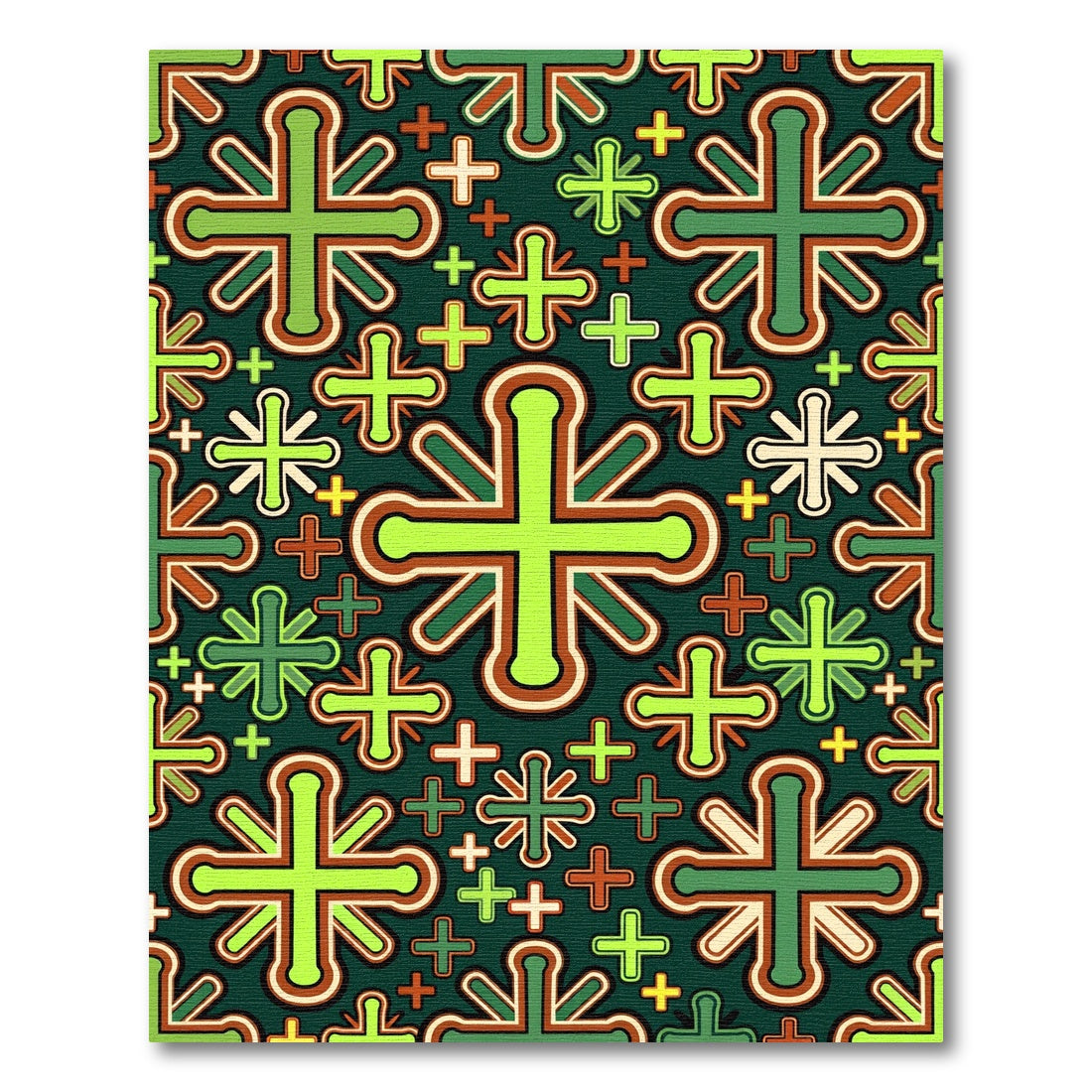 Geometric Emerald Green Cross Mosaic Rug