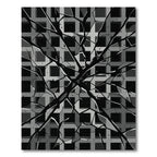 Monochromatic Abstract Shattered Geometric Grid Rug