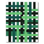Modern Geometric Grid Forest Green Rug