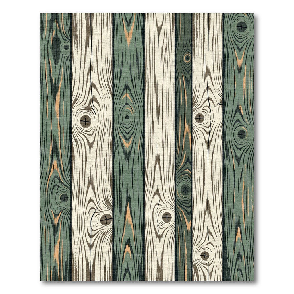 Rustic Sage and Cream Wood Grain Rug