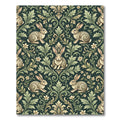 Forest Green Victorian Rabbit Foliate Rug