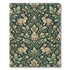 Forest Green Victorian Rabbit Foliate Rug