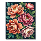 Coral Pink Peonies Verdant Foliage Rug