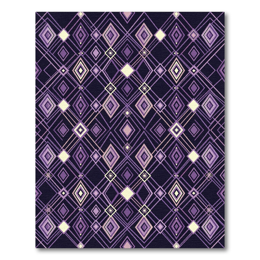 Art Deco Purple Diamond Overlay Rug