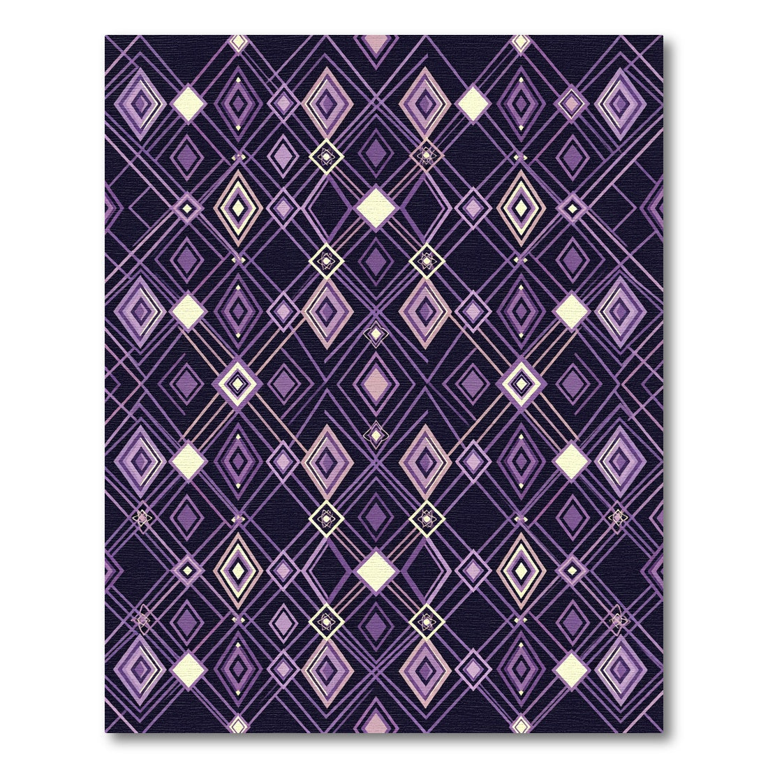 Art Deco Purple Diamond Overlay Rug