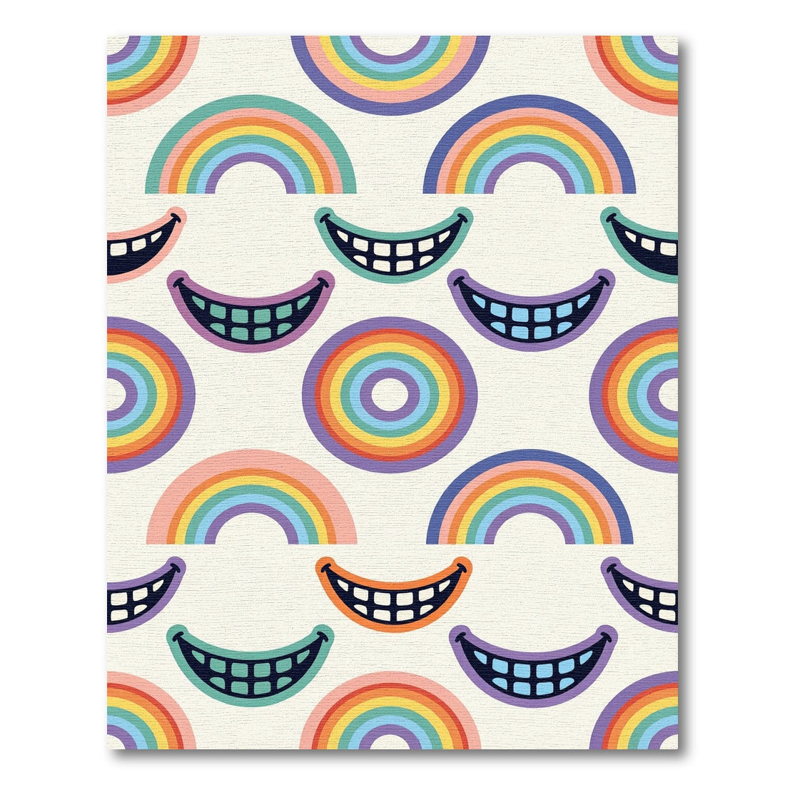 Whimsical Rainbow Smile Groovy Arc Rug
