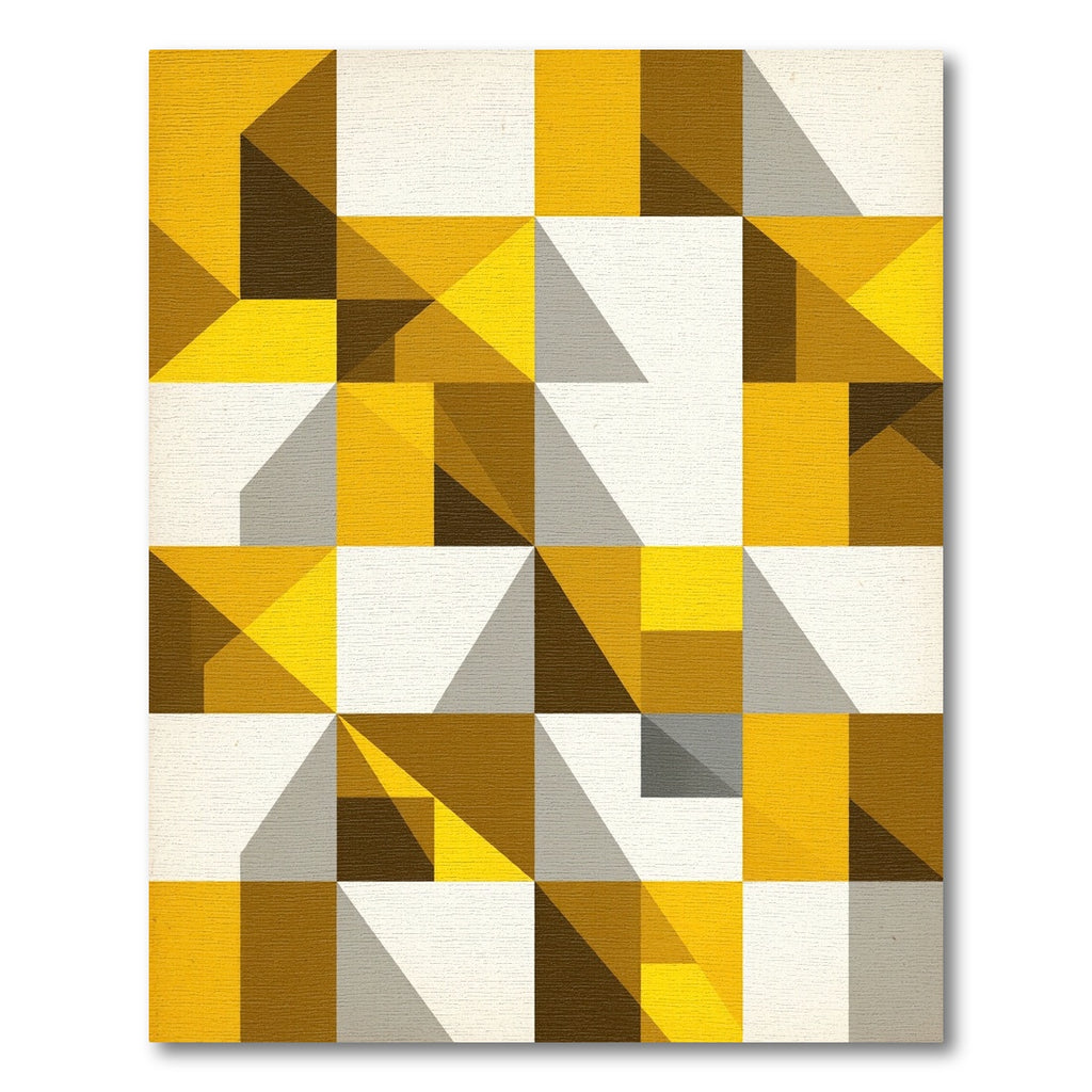 Golden Yellow Geometric Abstract Composition Rug
