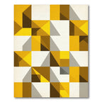 Golden Yellow Geometric Abstract Composition Rug