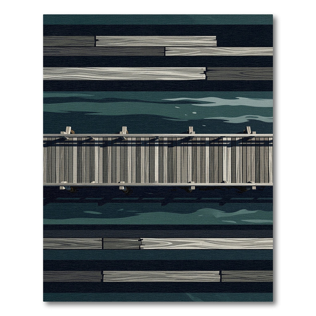 Minimalist Dark Water Wooden Pier Rug