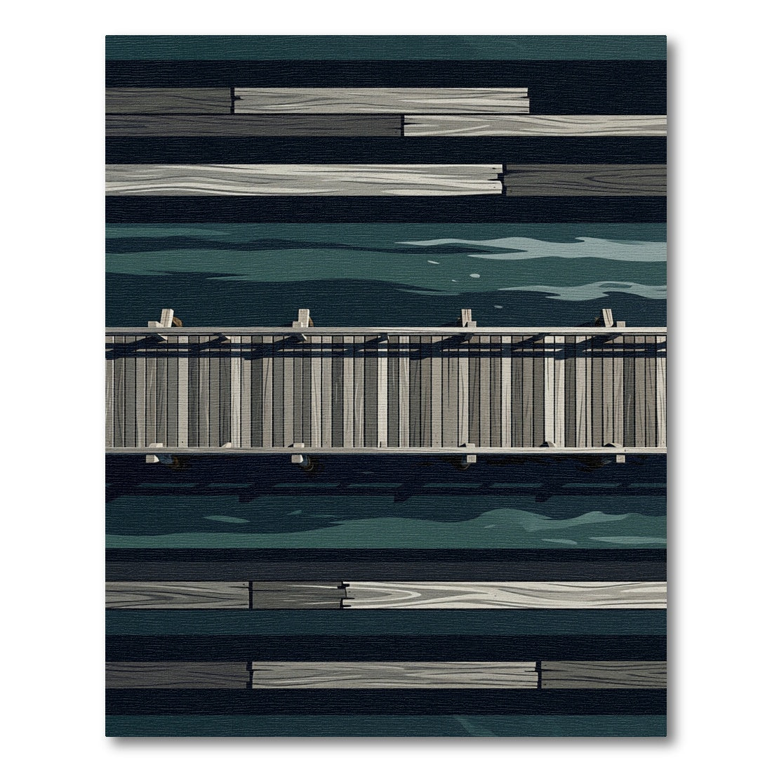 Minimalist Dark Water Wooden Pier Rug