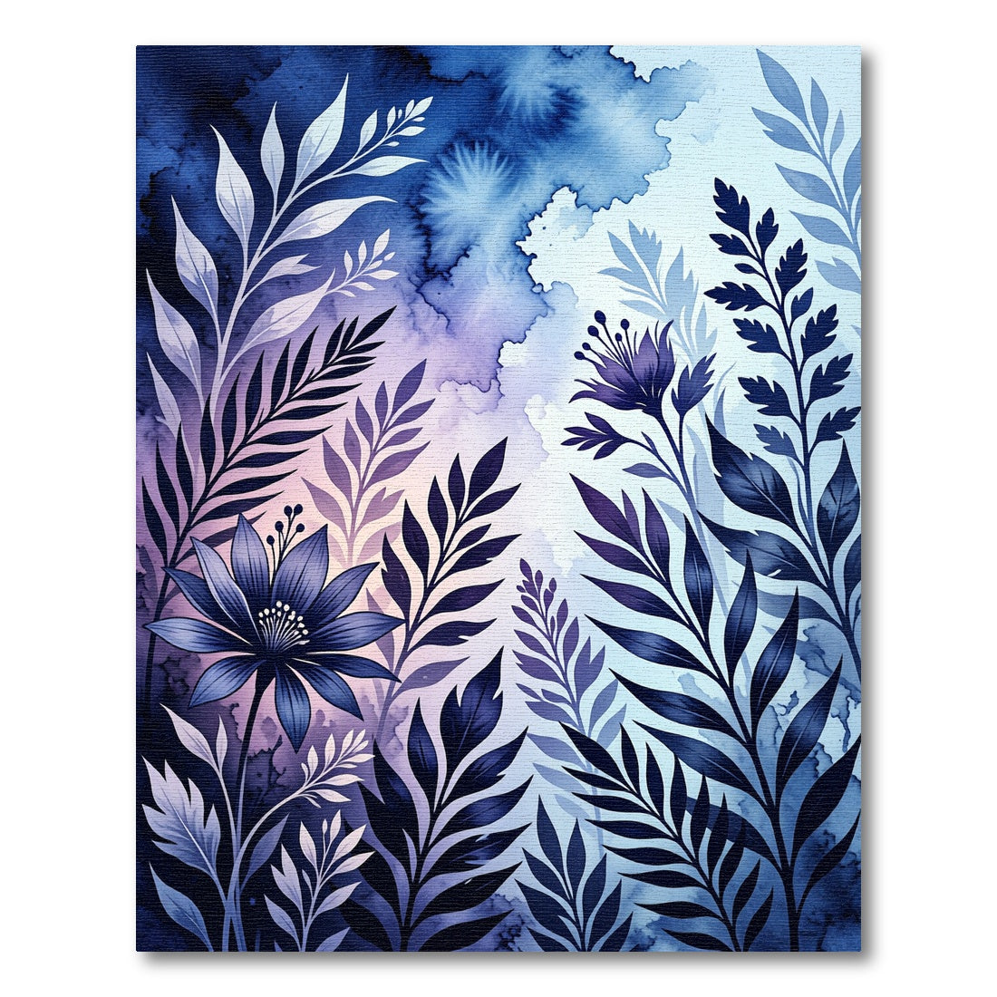 Indigo Floral Watercolor Meadow Rug