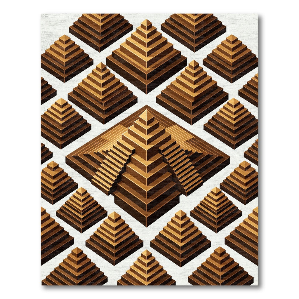 Golden Tiered Pyramids Isometric Array Rug