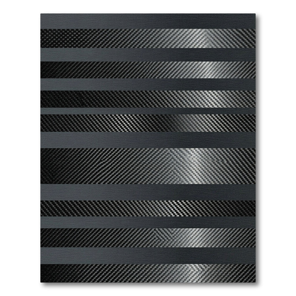 Modern Monochrome Carbon Fiber Stripe Rug