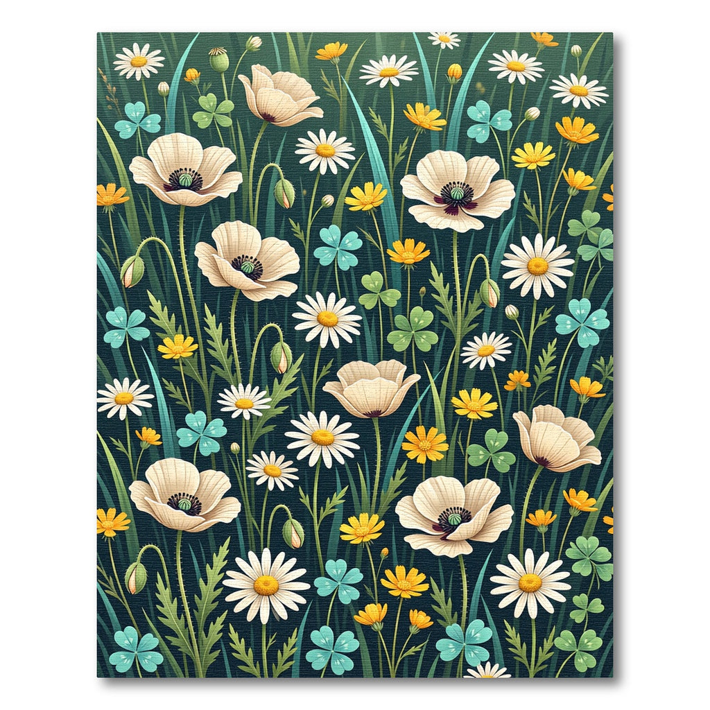 Whimsical Meadow Wildflower Field Rug