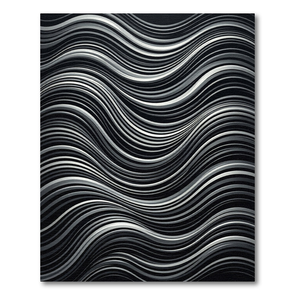 Monochrome Wavy Lines Abstract Liquid Art Rug