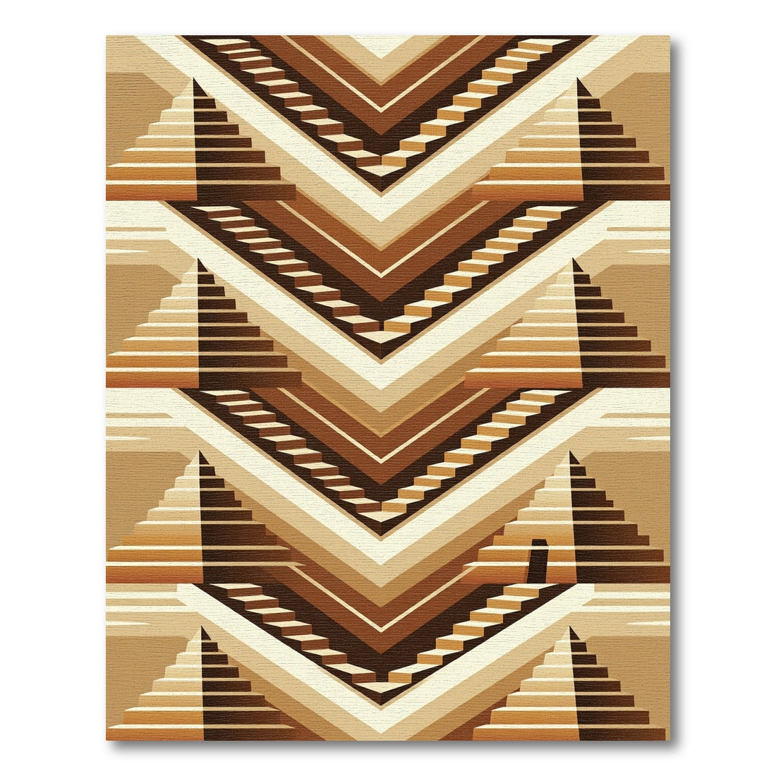 Brown Geometric Pyramid Staircase Rug