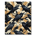Gothic Raven Black and Gold Artwork Rug