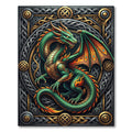 Intricate Emerald Dragon Celtic Knotwork Art Rug
