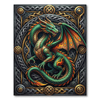 Intricate Emerald Dragon Celtic Knotwork Art Rug