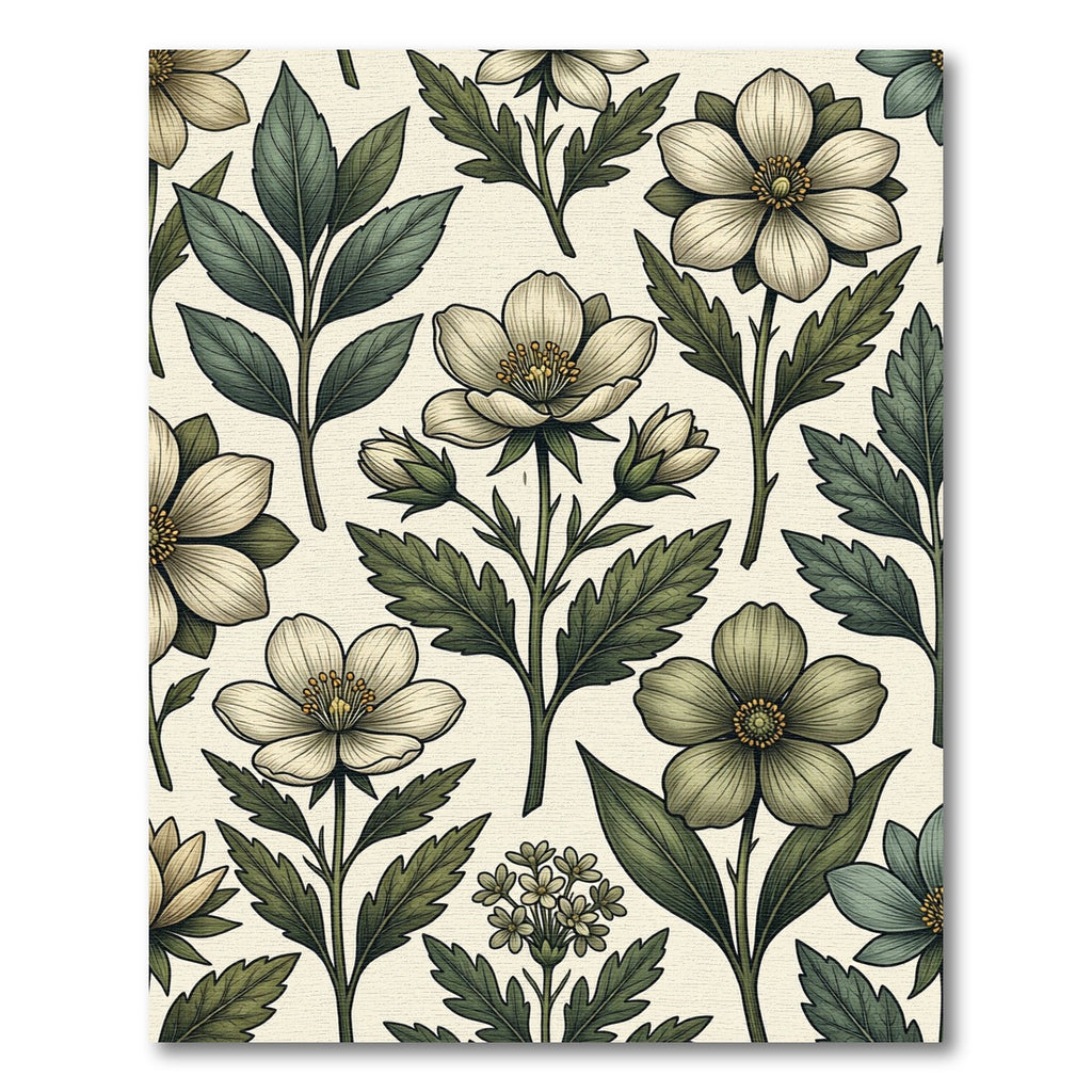 Cream Botanical Floral Sage Meadow Rug