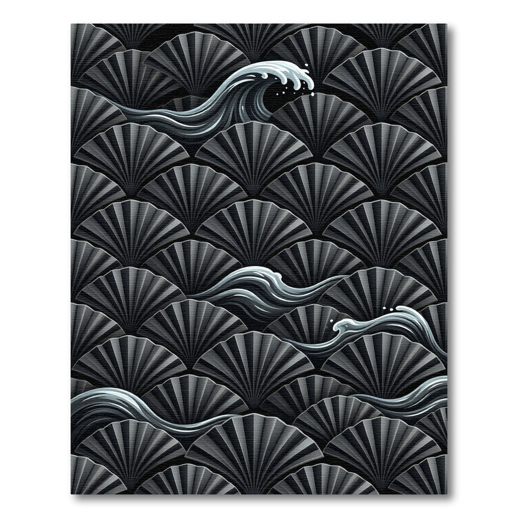 Dark Grey Fan Waves Rug