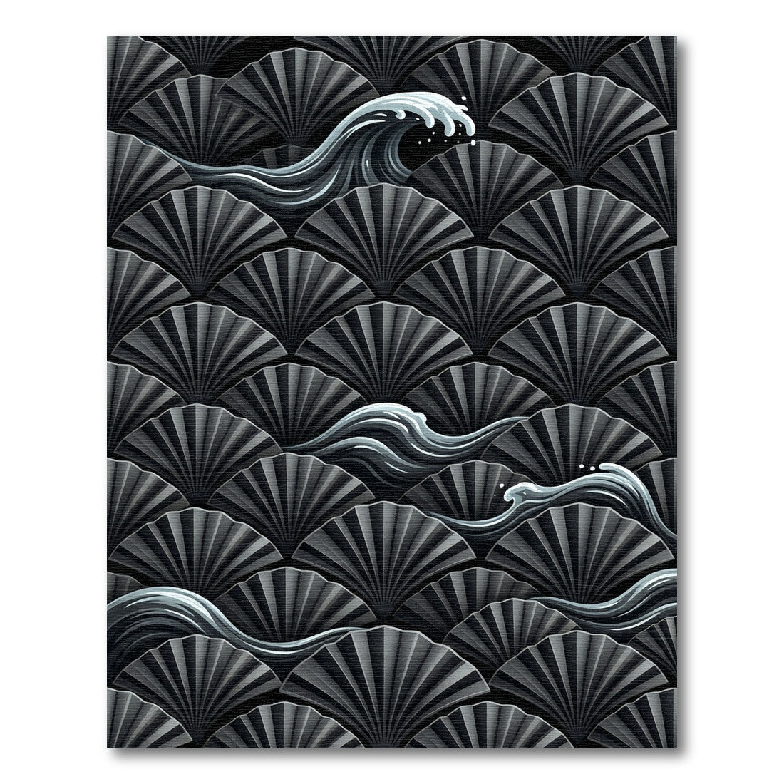 Dark Grey Fan Waves Rug