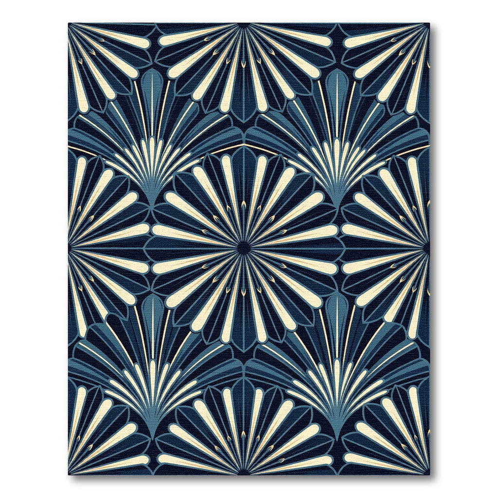Art Deco Midnight Navy Sunburst Rug