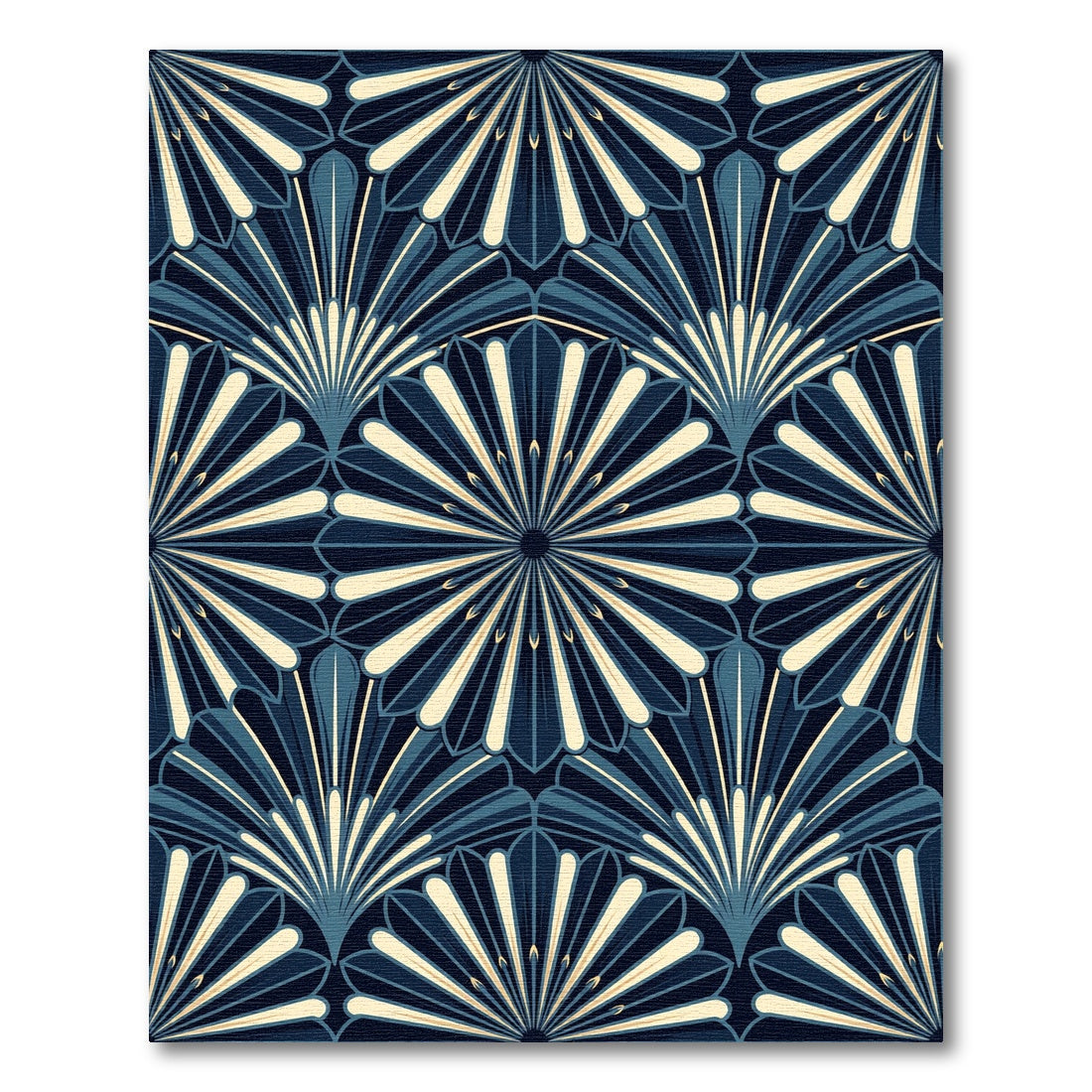 Art Deco Midnight Navy Sunburst Rug