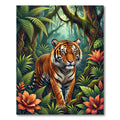 Vibrant Jungle Tiger Tropical Foliage Rug
