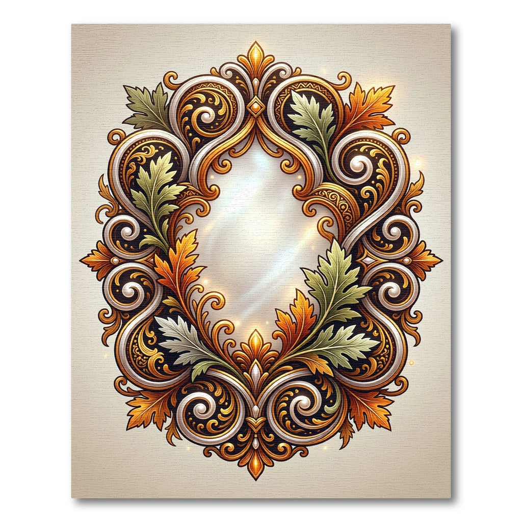 Ornate Gold and Black Acanthus Leaf Garland Rug
