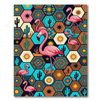 Pink Flamingo Desert Hexagon Collage Rug