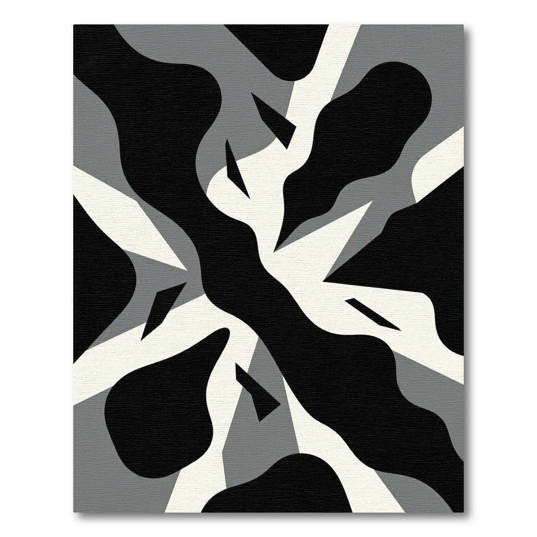 Black White Gray Abstract Shape Rug