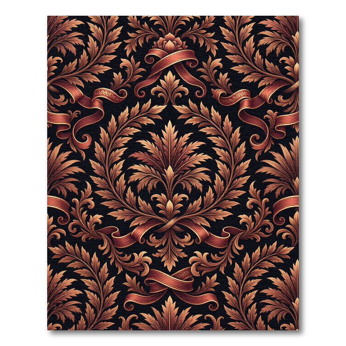 Ornate Russet Ribbon Acanthus Scroll Rug