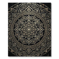 Intricate Golden Black Mandala Floral Rug
