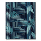 Abstract Teal Geometric Linear Grid Rug