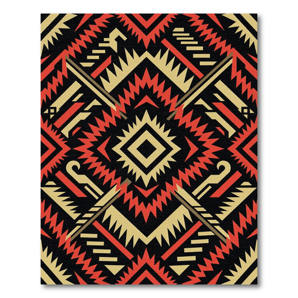 Bold Red and Gold Geometric Diamond Rug