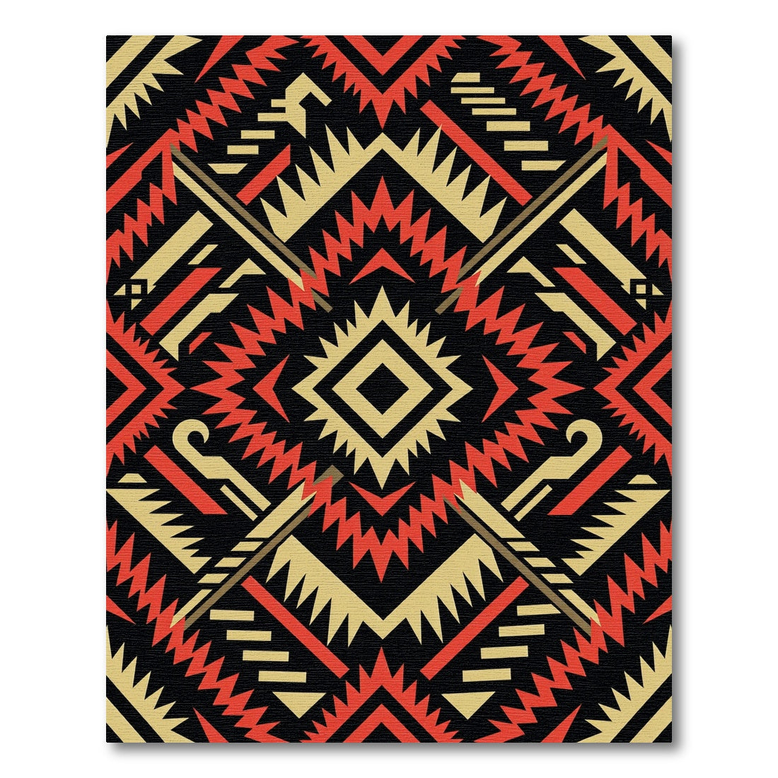 Bold Red and Gold Geometric Diamond Rug