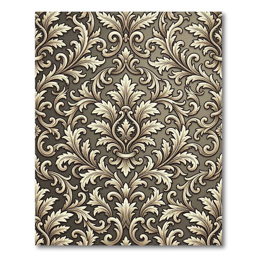 Ochre Scrollwork Acanthus Leaf Rug