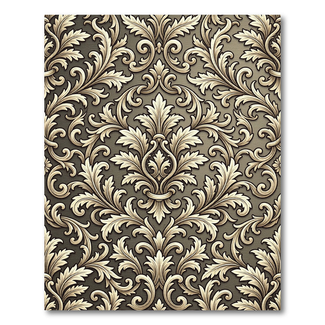 Ochre Scrollwork Acanthus Leaf Rug