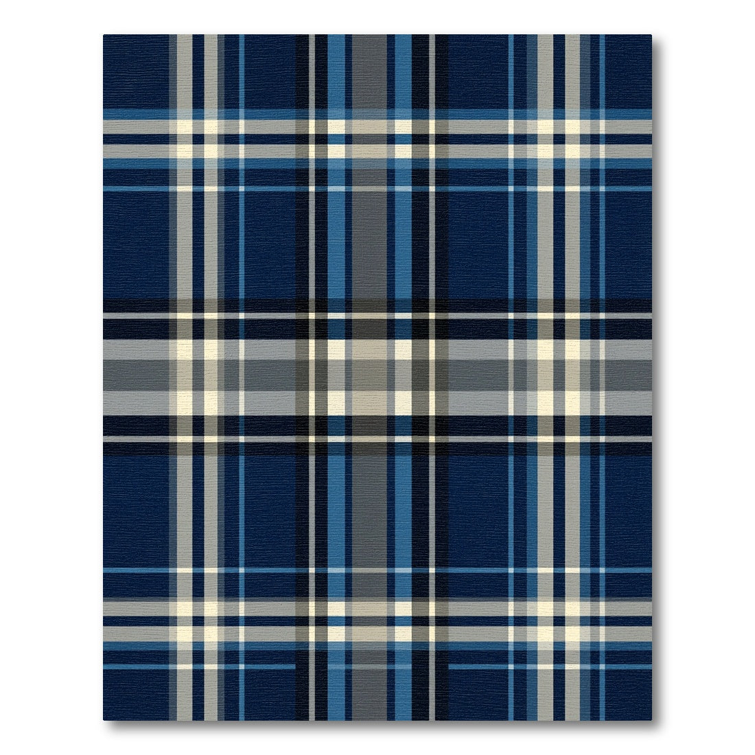 Navy Blue White Gray Plaid Lines Rug