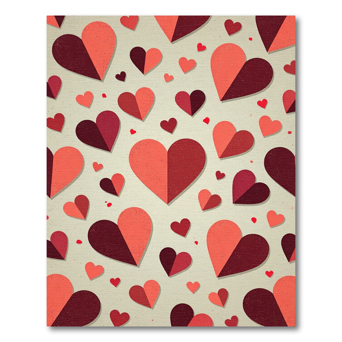 Two-Tone Coral and Burgundy Heart Rug