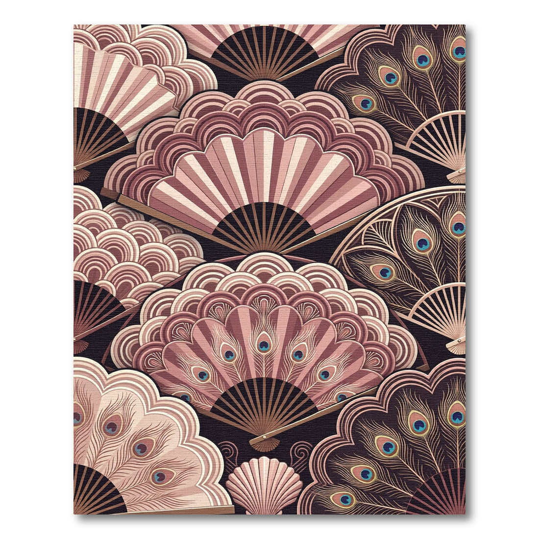 Art Deco Peacock Fan Pattern Rug