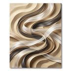 Minimalist Black and Cream Fluid Wave Rug